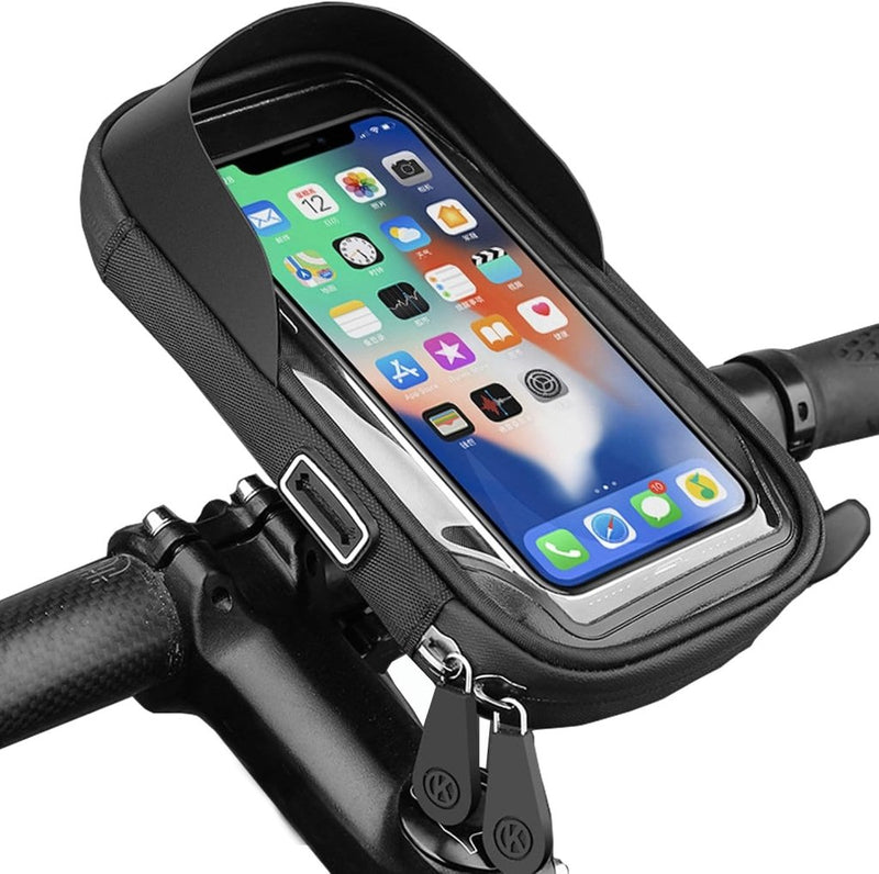Załaduj obraz w przeglądarce galerii, Fiets stuurtas met 360 graden draaibare telefoonhouder en touchscreen voor smartphones tot 6,4 inch – fietstelefoonhoes – navigatiehouder - happygetfit.com

