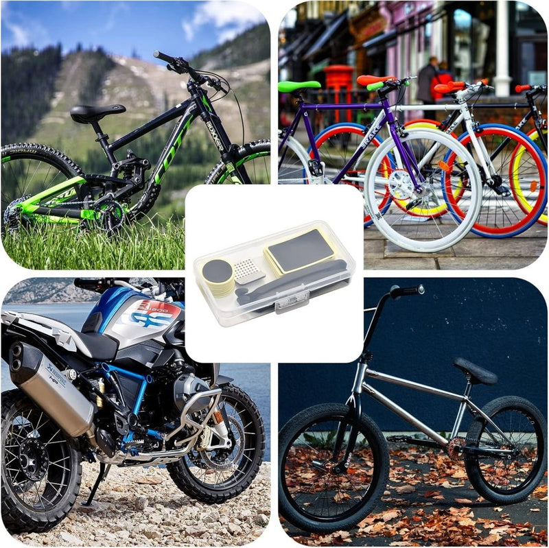 Załaduj obraz w przeglądarce galerii, Fietsband reparatieset 18-delig met zelfklevende plakkers en metalen bandenlichters – bandenreparatie – fietspech - happygetfit.com
