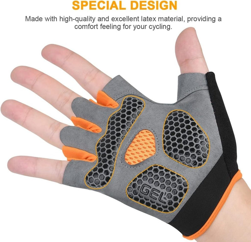 Laad afbeelding in Galerijviewer, Fietshandschoenen 1 paar met halve vingers schokabsorberende gelvulling en antislip grip – MTB handschoenen – fietsbescherming - happygetfit.com
