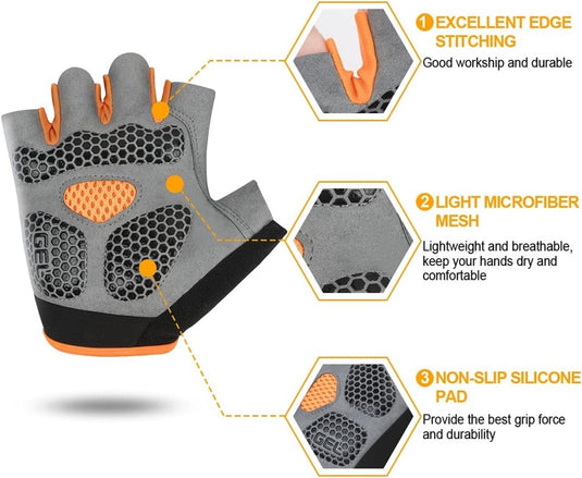 Fietshandschoenen 1 paar met halve vingers schokabsorberende gelvulling en antislip grip – MTB handschoenen – fietsbescherming - happygetfit.com