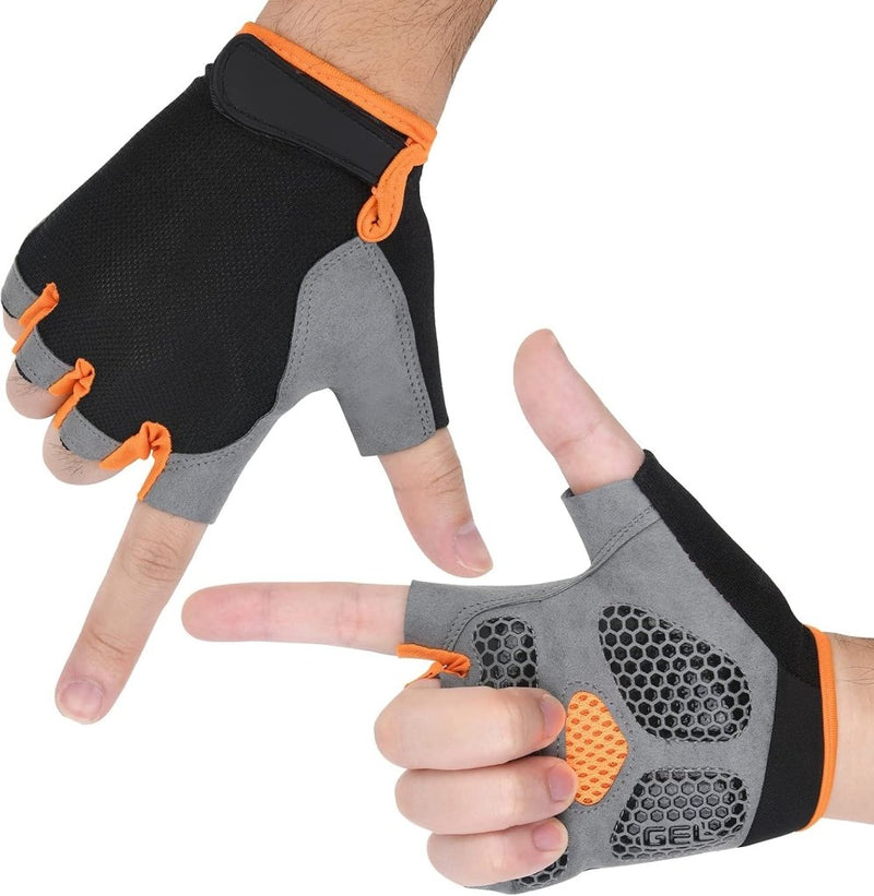 Laad afbeelding in Galerijviewer, Fietshandschoenen 1 paar met halve vingers schokabsorberende gelvulling en antislip grip – MTB handschoenen – fietsbescherming - happygetfit.com
