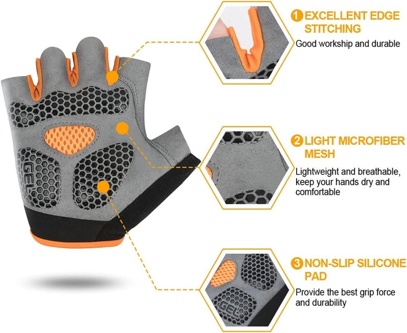 Laad afbeelding in Galerijviewer, Fietshandschoenen 1 paar met halve vingers schokabsorberende gelvulling en antislip grip – MTB handschoenen – fietsbescherming - happygetfit.com
