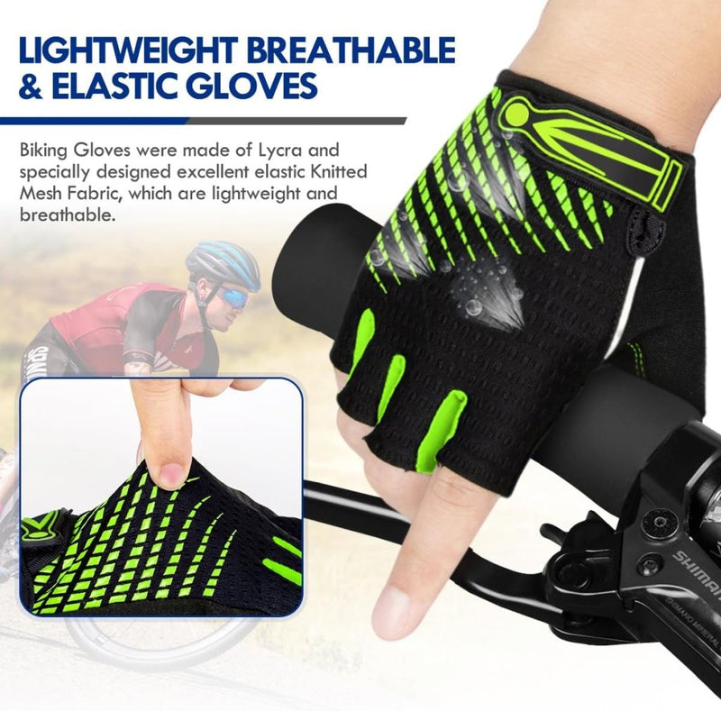 Load image into Gallery viewer, Fietshandschoenen met halve vingers - Gel gevoerde vingerloze fietshandschoenen - ademende MTB-handschoenen voor mannen en vrouwen - Schokabsorberende antislip fietshandschoenen voor sport, - happygetfit.com
