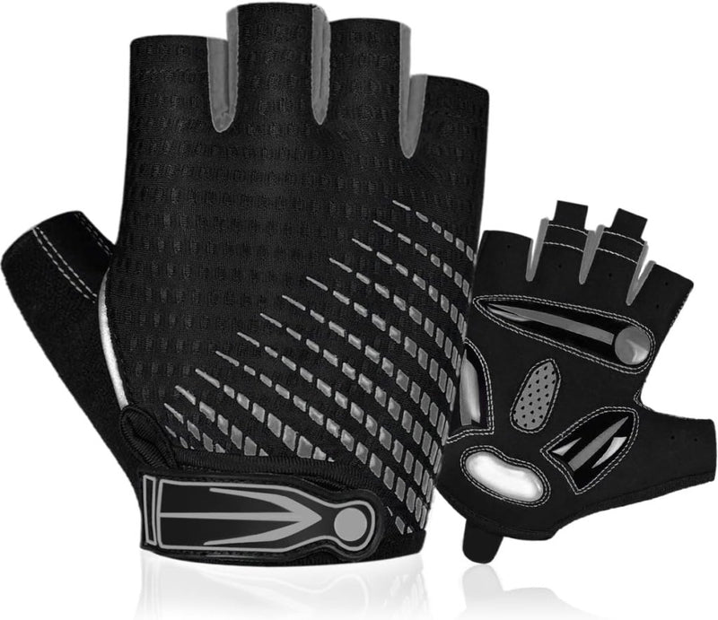 Load image into Gallery viewer, Fietshandschoenen met halve vingers - Gel gevoerde vingerloze fietshandschoenen - ademende MTB-handschoenen voor mannen en vrouwen - Schokabsorberende antislip fietshandschoenen voor sport, - happygetfit.com
