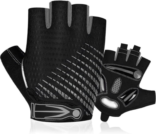 Fietshandschoenen met halve vingers - Gel gevoerde vingerloze fietshandschoenen - ademende MTB-handschoenen voor mannen en vrouwen - Schokabsorberende antislip fietshandschoenen voor sport, - happygetfit.com