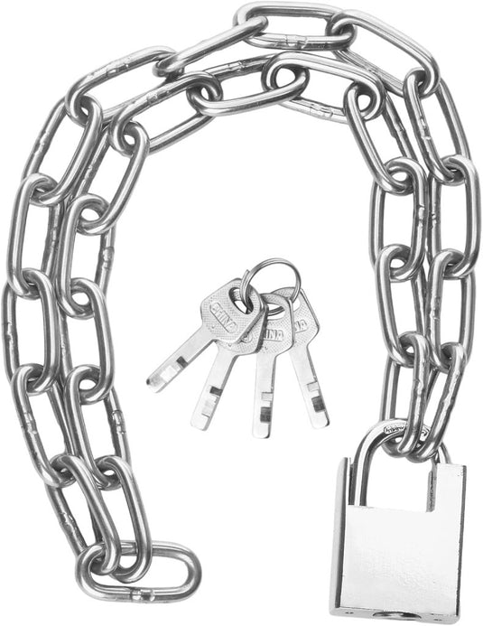 Fietskettingslot 100 cm zilver met hangslot en sleutel - happygetfit.com