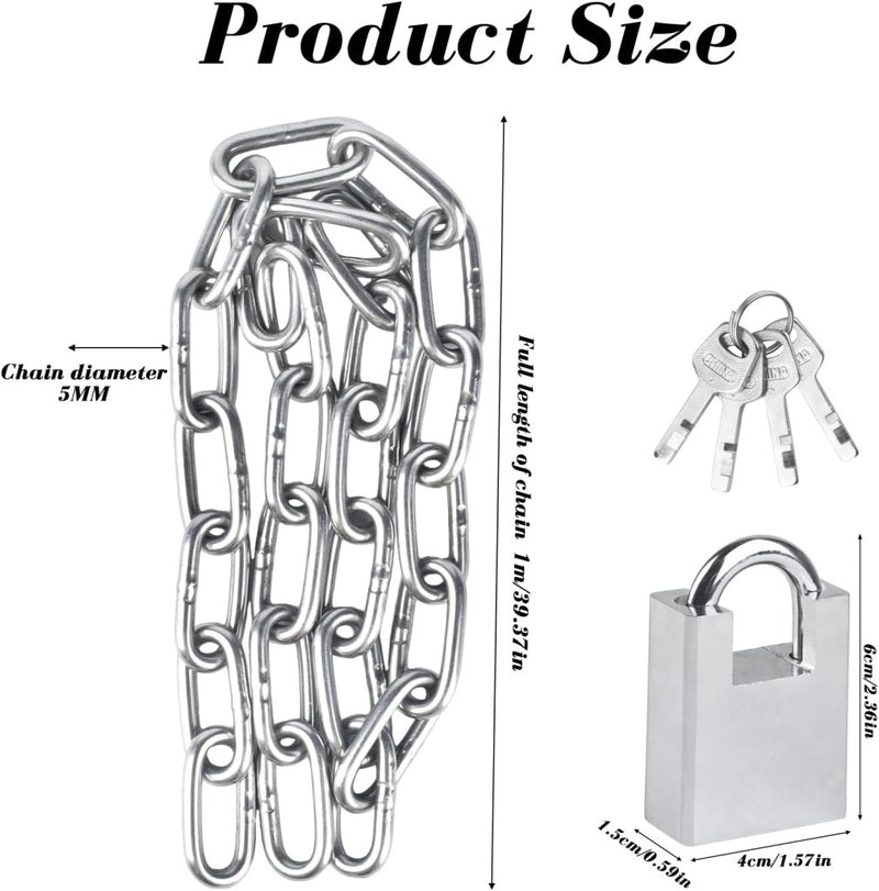Chargez l'image dans la visionneuse de la galerie, Fietskettingslot 100 cm zilver met hangslot en sleutel - happygetfit.com
