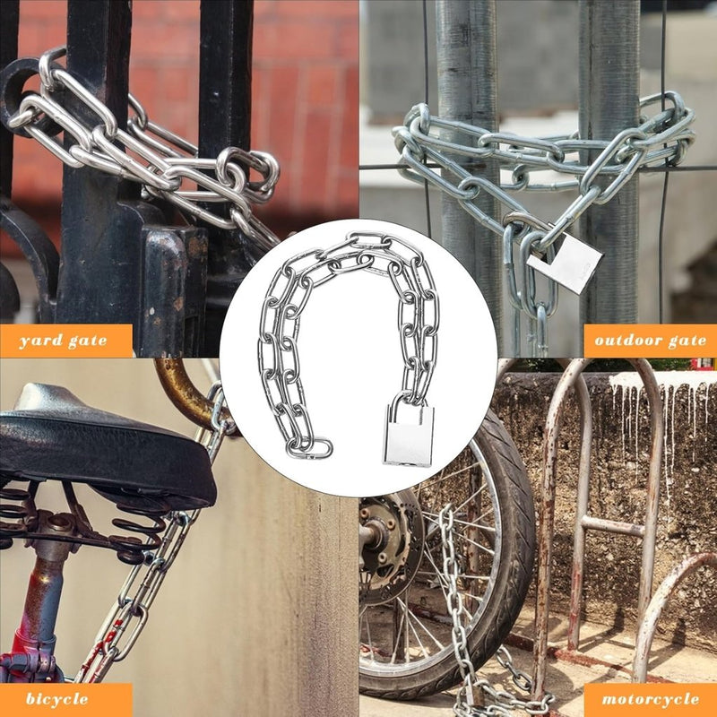 Chargez l'image dans la visionneuse de la galerie, Fietskettingslot 100 cm zilver met hangslot en sleutel - happygetfit.com

