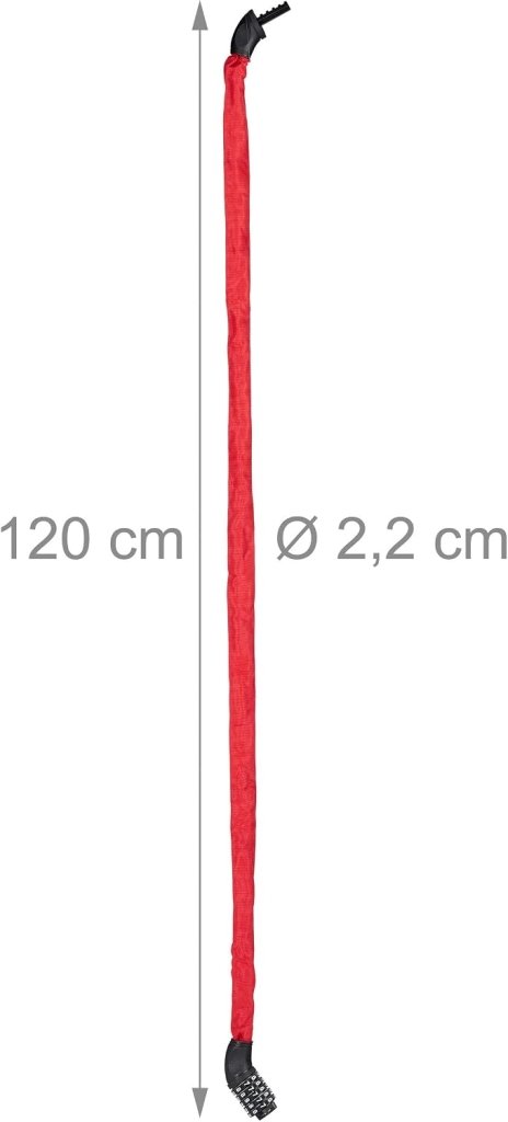 Fietskettingslot 120 cm rood met 5-cijferige code - happygetfit.com