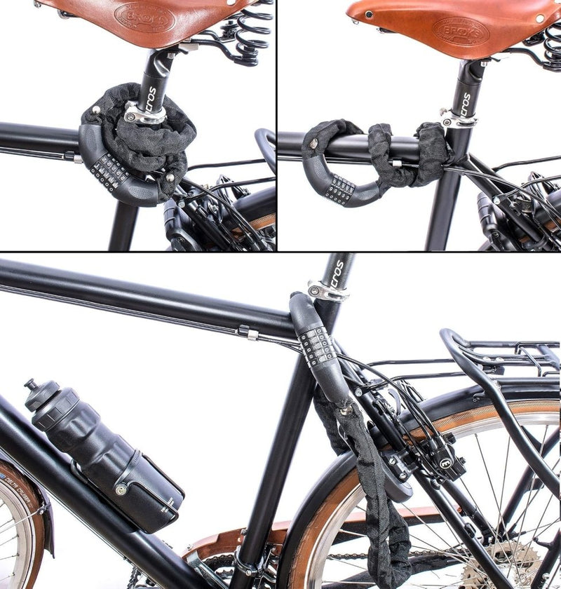 Load image into Gallery viewer, Fietskettingslot 90 cm met 5-cijferige code zwart - happygetfit.com
