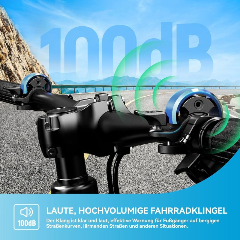 Załaduj obraz do przeglądarki galerii, Fietsklingel voor stuur 19-25,4 mm luid en waterbestendig blauw – fietsbel – fietsklingel - happygetfit.com
