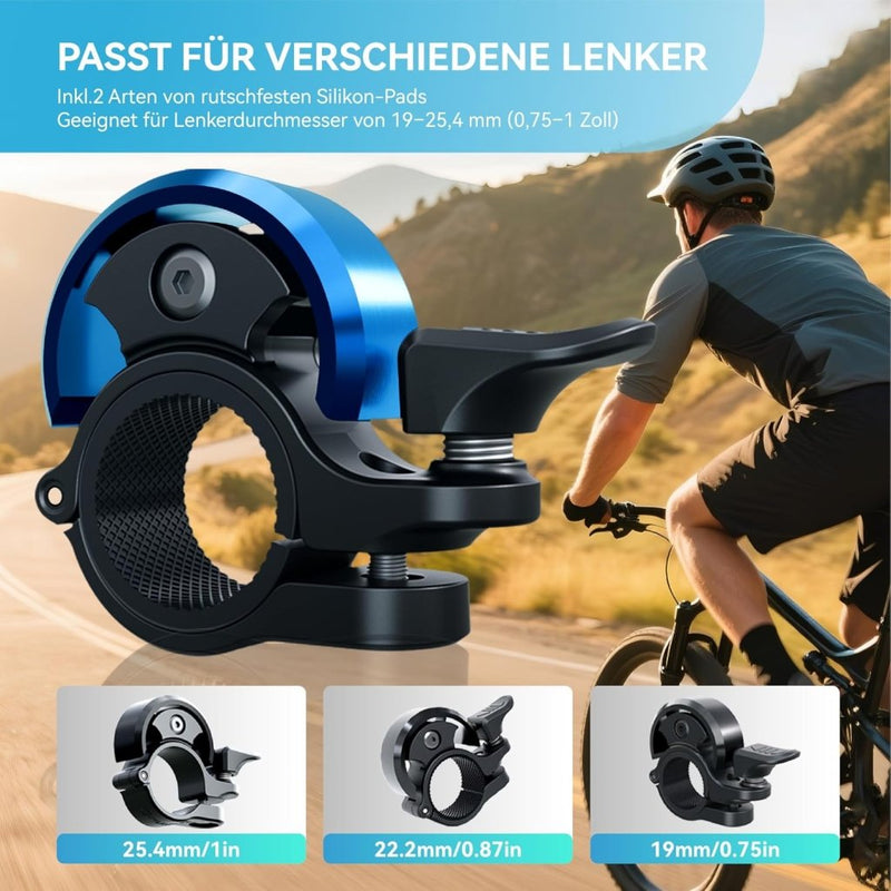Załaduj obraz do przeglądarki galerii, Fietsklingel voor stuur 19-25,4 mm luid en waterbestendig blauw – fietsbel – fietsklingel - happygetfit.com
