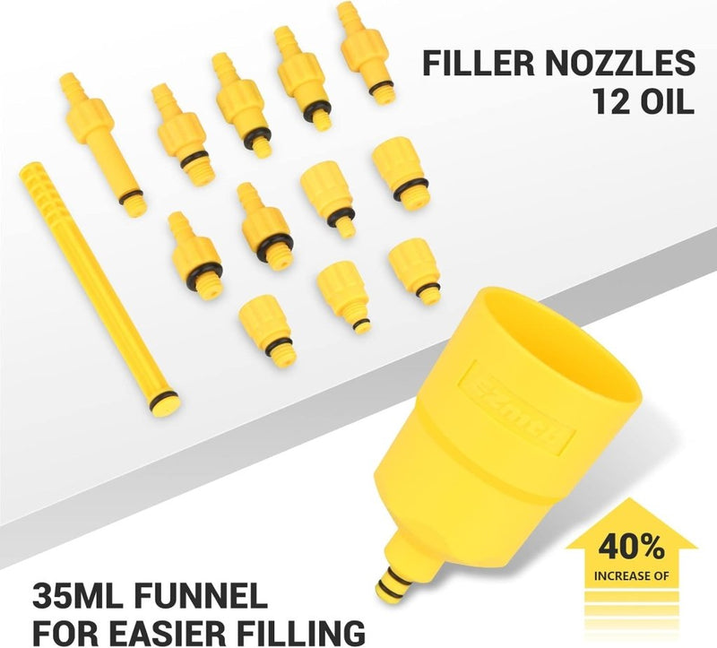 Carica l’immagine nel visualizzatore della galleria, Fietsrem ontluchtingsset met 2 injectiespuiten, trechter en 12 adapters – remolie gereedschap – schijfremonderhoud - happygetfit.com
