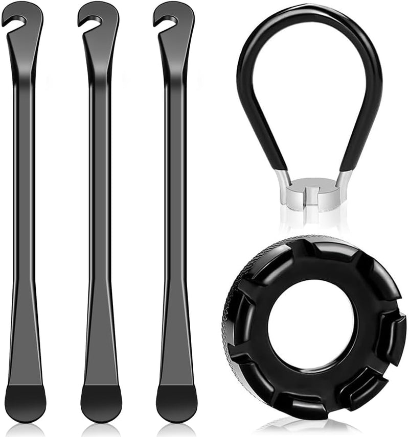 Laad afbeelding in Galerijviewer, Fietsreparatieset 5-delig met 3 stalen bandenlichters en 2 spaaksleutels voor fietswielen – fietsgereedschap – bandenreparatie - happygetfit.com
