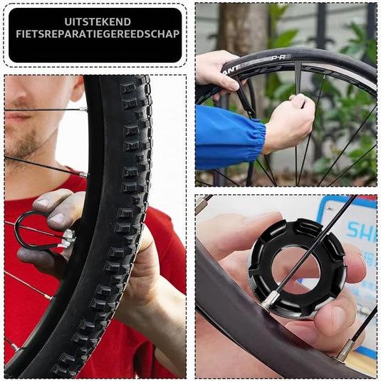 Fietsreparatieset 5-delig met 3 stalen bandenlichters en 2 spaaksleutels voor fietswielen – fietsgereedschap – bandenreparatie - happygetfit.com