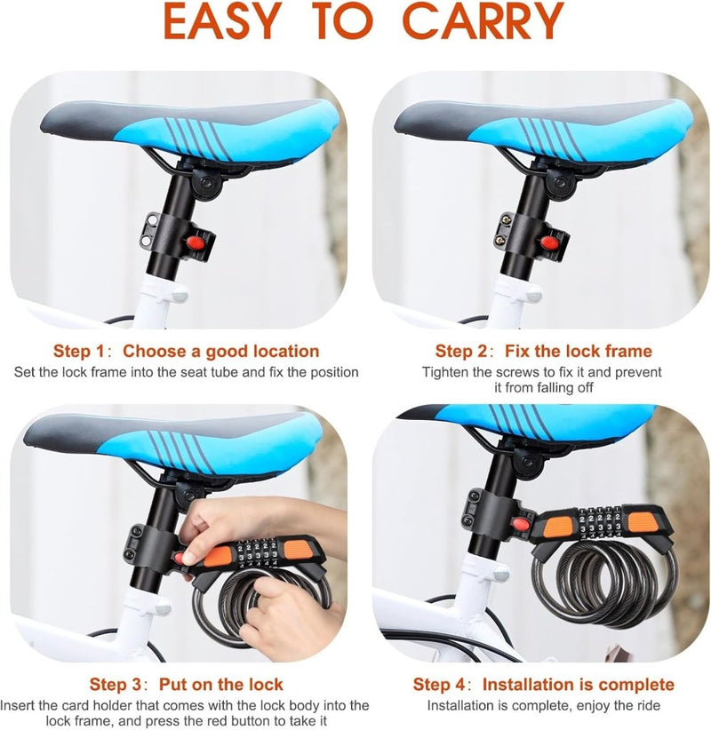 Chargez l'image dans la visionneuse de la galerie, Fietsslot kabelslot 120 cm met 5-cijferige code - happygetfit.com
