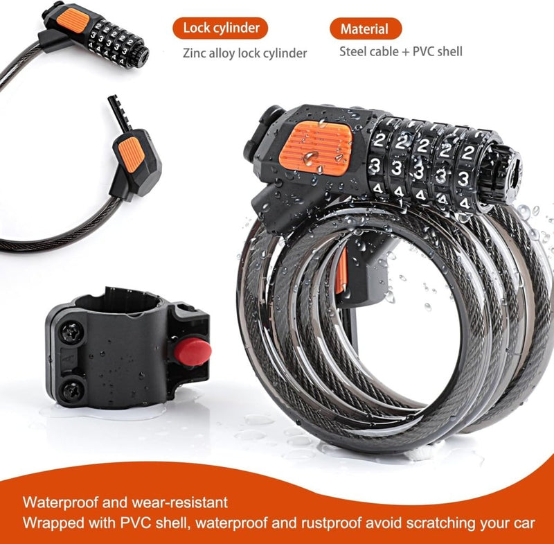 Chargez l'image dans la visionneuse de la galerie, Fietsslot kabelslot 120 cm met 5-cijferige code - happygetfit.com
