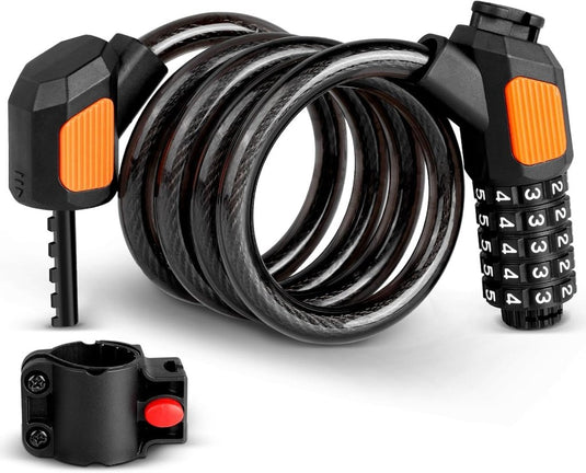 Fietsslot kabelslot 120 cm met 5-cijferige code - happygetfit.com