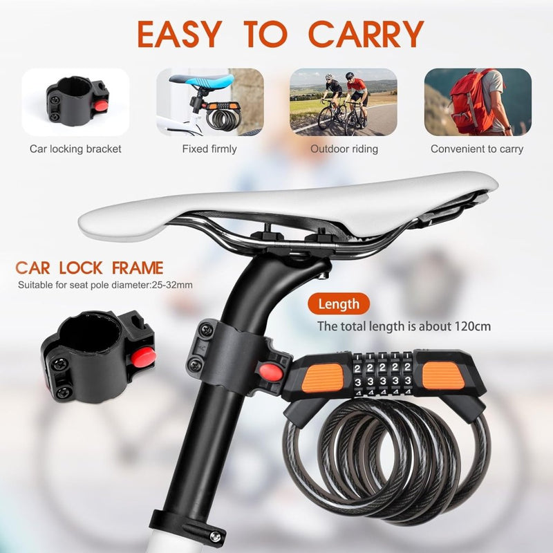 Chargez l'image dans la visionneuse de la galerie, Fietsslot kabelslot 120 cm met 5-cijferige code - happygetfit.com
