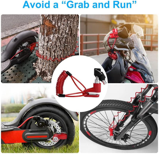 Fietsslot met schijfremslot en kabel 130 cm zwart - happygetfit.com