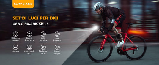 Fietsverlichting, oplaadbaar via USB, IP65 waterdicht, led-fietsverlichting met spotlight- en schijnwerperbundel, 8 + 12 modi, super helder, voor- en achterverlichting - happygetfit.com