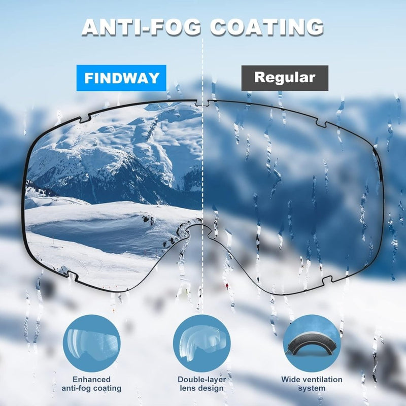 Load image into Gallery viewer, Findway Skibril,Skibrillen Dames Heren Volwassenen voor Brildragers OTG,UV Bescherming Anti Mist Ski Goggles Bolvormige Spiegel - happygetfit.com
