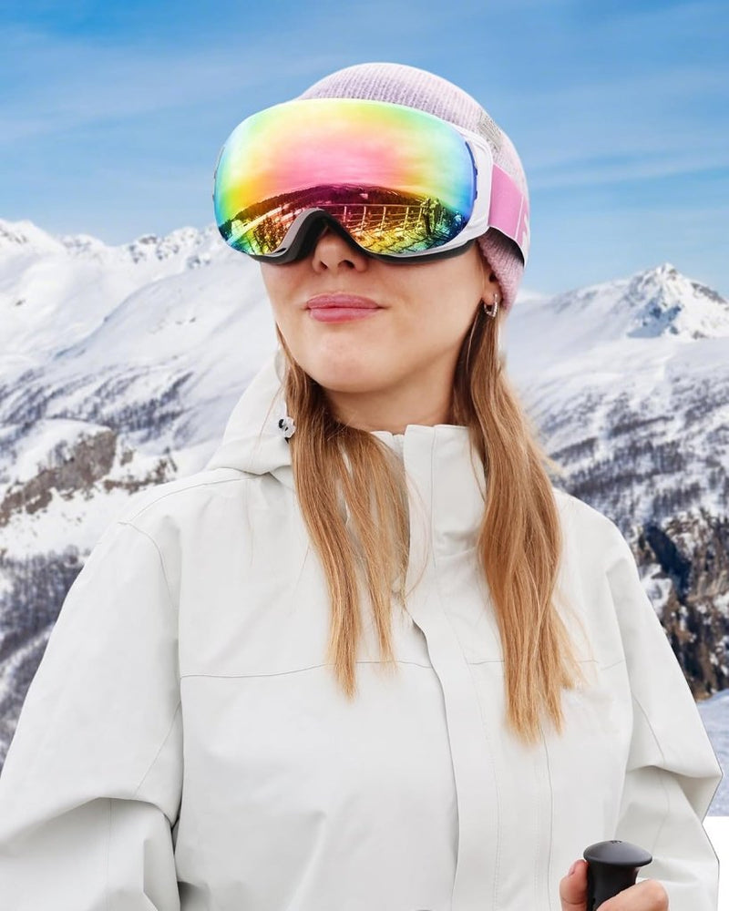 Load image into Gallery viewer, Findway Skibril,Skibrillen Dames Heren Volwassenen voor Brildragers OTG,UV Bescherming Anti Mist Ski Goggles Bolvormige Spiegel - happygetfit.com
