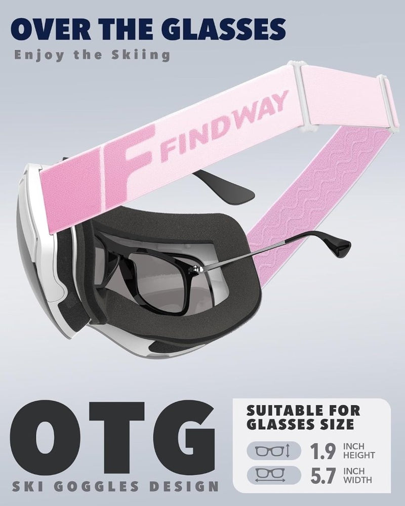 Load image into Gallery viewer, Findway Skibril,Skibrillen Dames Heren Volwassenen voor Brildragers OTG,UV Bescherming Anti Mist Ski Goggles Bolvormige Spiegel - happygetfit.com
