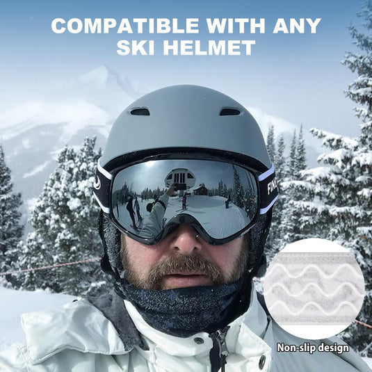 Findway Skibril,Skibrillen Dames Heren Volwassenen voor Brildragers OTG,UV Bescherming Anti Mist Ski Goggles Bolvormige Spiegel - happygetfit.com