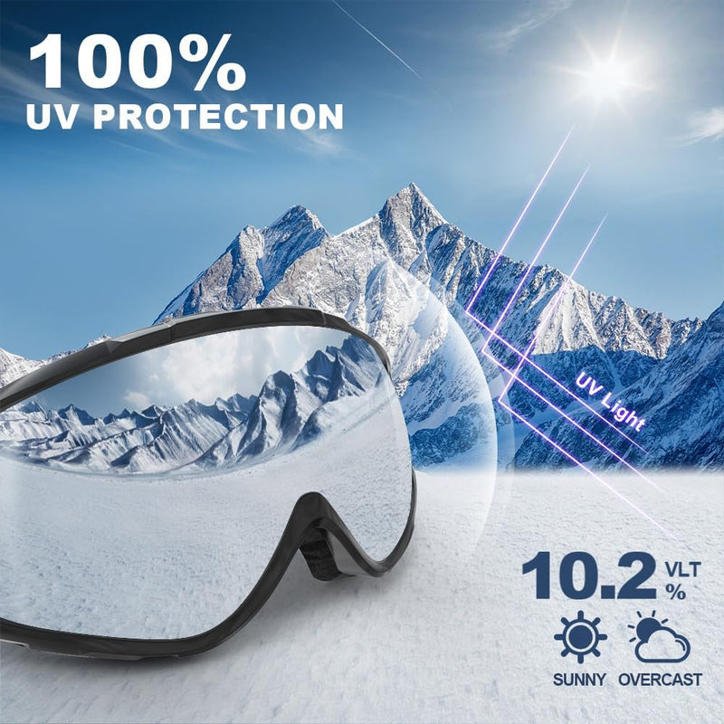 Load image into Gallery viewer, Findway Skibril,Skibrillen Dames Heren Volwassenen voor Brildragers OTG,UV Bescherming Anti Mist Ski Goggles Bolvormige Spiegel - happygetfit.com
