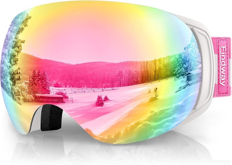 Load image into Gallery viewer, Findway Skibril,Skibrillen Dames Heren Volwassenen voor Brildragers OTG,UV Bescherming Anti Mist Ski Goggles Bolvormige Spiegel - happygetfit.com
