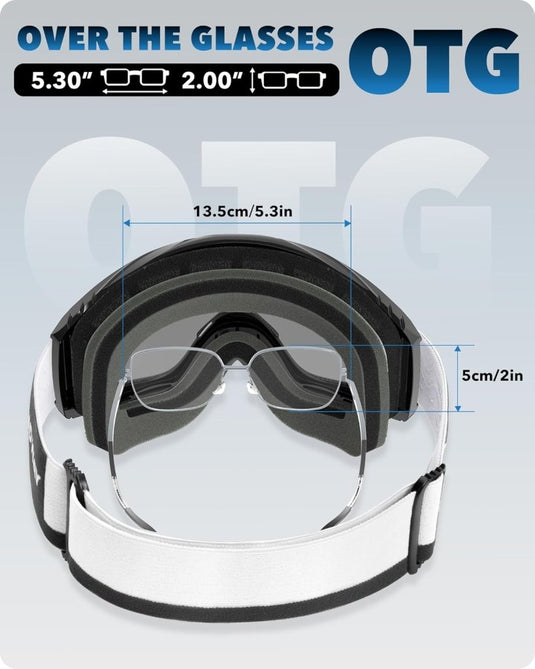 Findway Skibril,Skibrillen Dames Heren Volwassenen voor Brildragers OTG,UV Bescherming Anti Mist Ski Goggles Bolvormige Spiegel - happygetfit.com