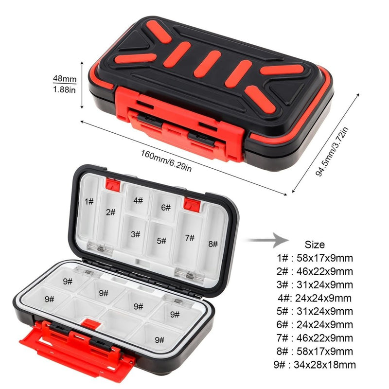 Laad afbeelding in Galerijviewer, Fishing Tackle Storage Box, Double Sided Waterproof, 16 Compartments, Fishing Lure Box Storage Containers (Black) - happygetfit.com
