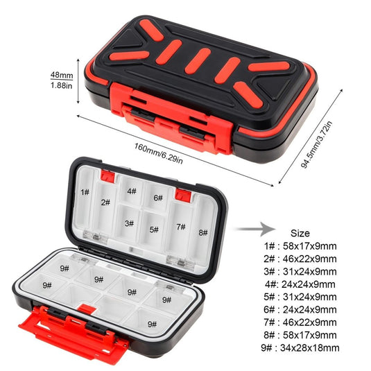 Fishing Tackle Storage Box, Double Sided Waterproof, 16 Compartments, Fishing Lure Box Storage Containers (Black) - happygetfit.com
