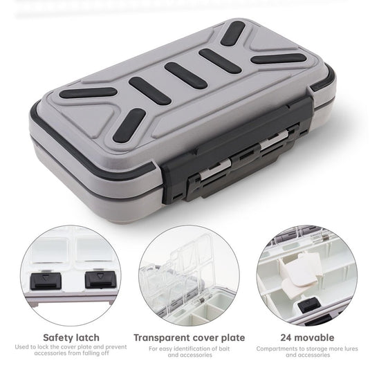 Fishing Tackle Storage Box, Double Sided Waterproof, 16 Compartments, Fishing Lure Box Storage Containers (Black) - happygetfit.com