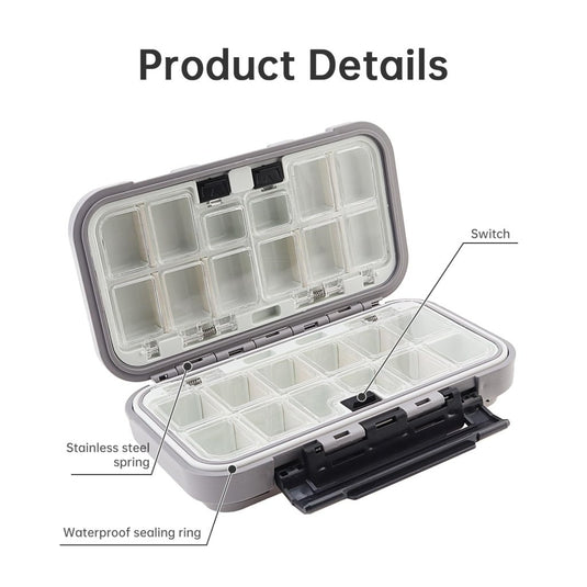 Fishing Tackle Storage Box, Double Sided Waterproof, 16 Compartments, Fishing Lure Box Storage Containers (Black) - happygetfit.com