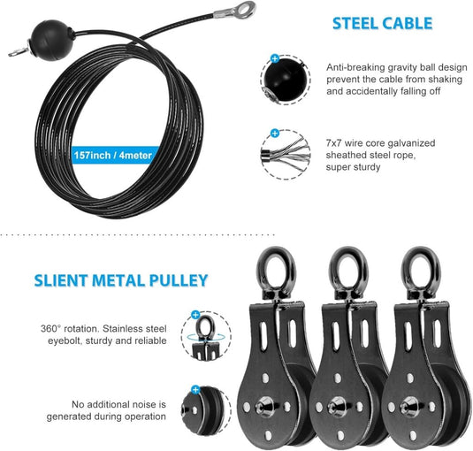 Fitness Cable lat Pulley Systeem, DIY Home Gym Machine Pulley System Fitness Kabel Katrol voor LAT Pulldowns, Biceps Krul, Triceps Extensions, Spieren Kweken Workout - happygetfit.com