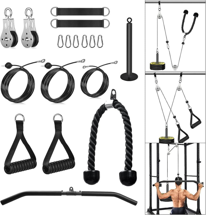 Laad afbeelding in Galerijviewer, Fitness Cable lat Pulley Systeem, DIY Home Gym Machine Pulley System Fitness Kabel Katrol voor LAT Pulldowns, Biceps Krul, Triceps Extensions, Spieren Kweken Workout - happygetfit.com
