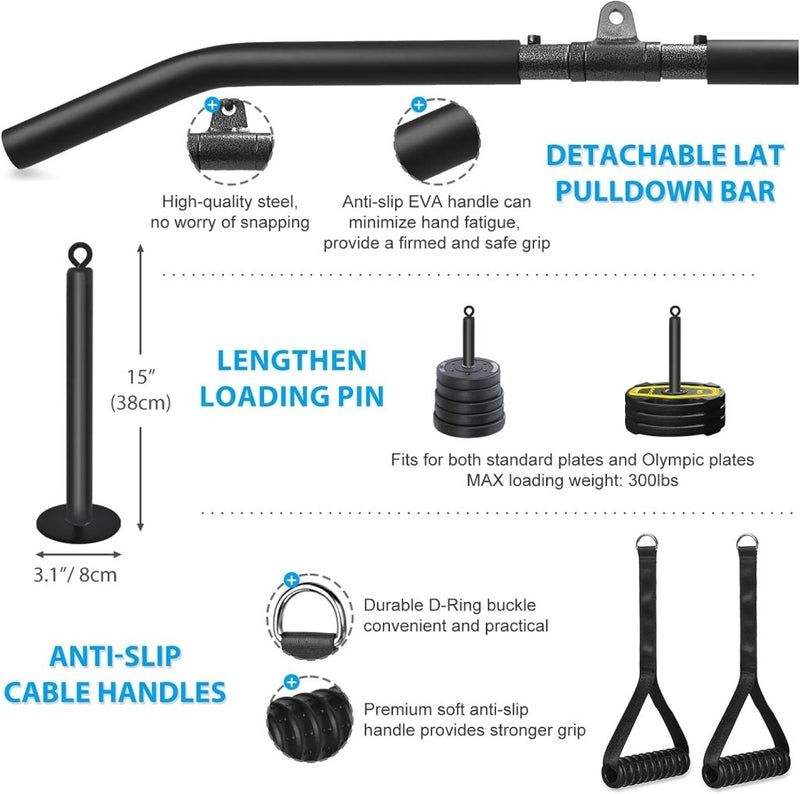 Laad afbeelding in Galerijviewer, Fitness Cable lat Pulley Systeem, DIY Home Gym Machine Pulley System Fitness Kabel Katrol voor LAT Pulldowns, Biceps Krul, Triceps Extensions, Spieren Kweken Workout - happygetfit.com
