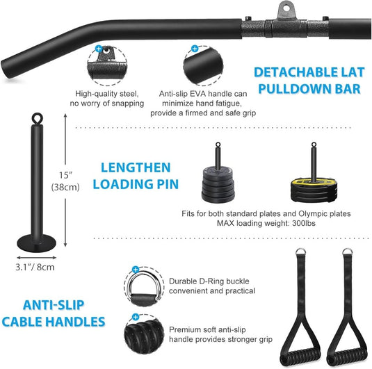 Fitness Cable lat Pulley Systeem, DIY Home Gym Machine Pulley System Fitness Kabel Katrol voor LAT Pulldowns, Biceps Krul, Triceps Extensions, Spieren Kweken Workout - happygetfit.com