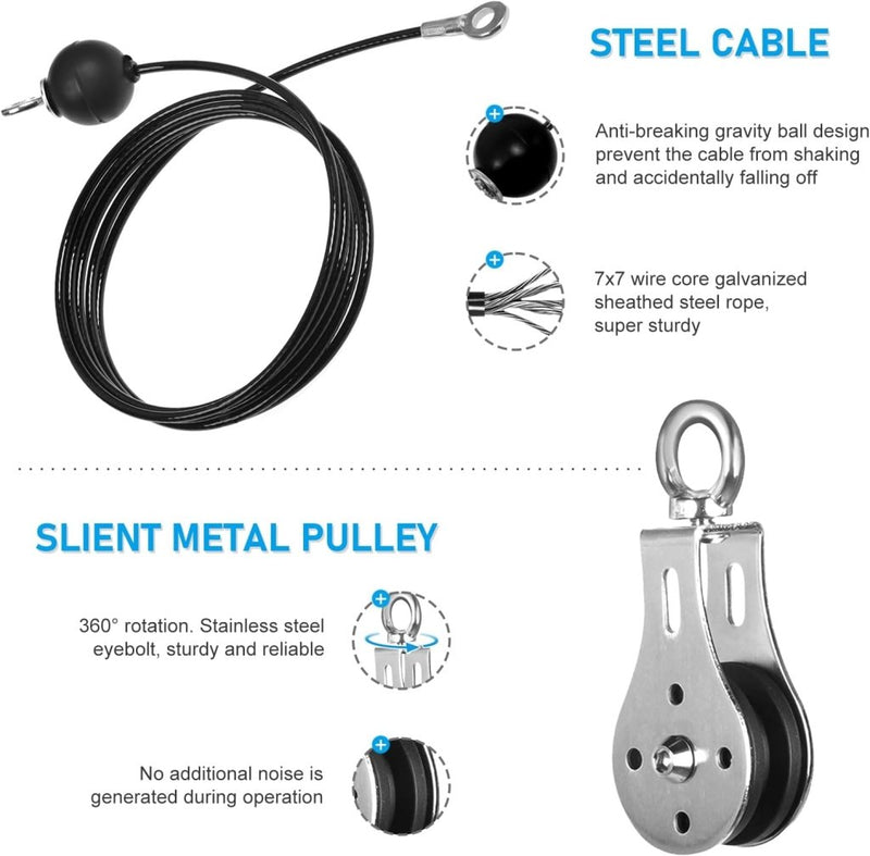 Laad afbeelding in Galerijviewer, Fitness Cable lat Pulley Systeem, DIY Home Gym Machine Pulley System Fitness Kabel Katrol voor LAT Pulldowns, Biceps Krul, Triceps Extensions, Spieren Kweken Workout - happygetfit.com

