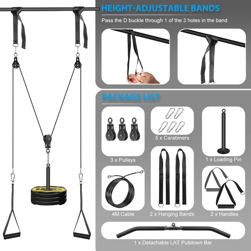 Laad afbeelding in Galerijviewer, Fitness Cable lat Pulley Systeem, DIY Home Gym Machine Pulley System Fitness Kabel Katrol voor LAT Pulldowns, Biceps Krul, Triceps Extensions, Spieren Kweken Workout - happygetfit.com
