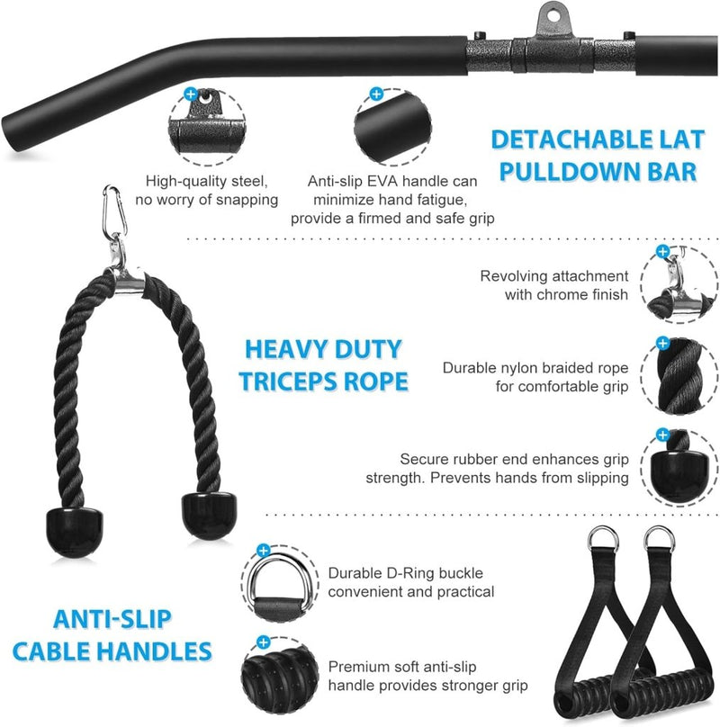Laad afbeelding in Galerijviewer, Fitness Cable lat Pulley Systeem, DIY Home Gym Machine Pulley System Fitness Kabel Katrol voor LAT Pulldowns, Biceps Krul, Triceps Extensions, Spieren Kweken Workout - happygetfit.com
