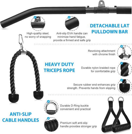 Fitness Cable lat Pulley Systeem, DIY Home Gym Machine Pulley System Fitness Kabel Katrol voor LAT Pulldowns, Biceps Krul, Triceps Extensions, Spieren Kweken Workout - happygetfit.com