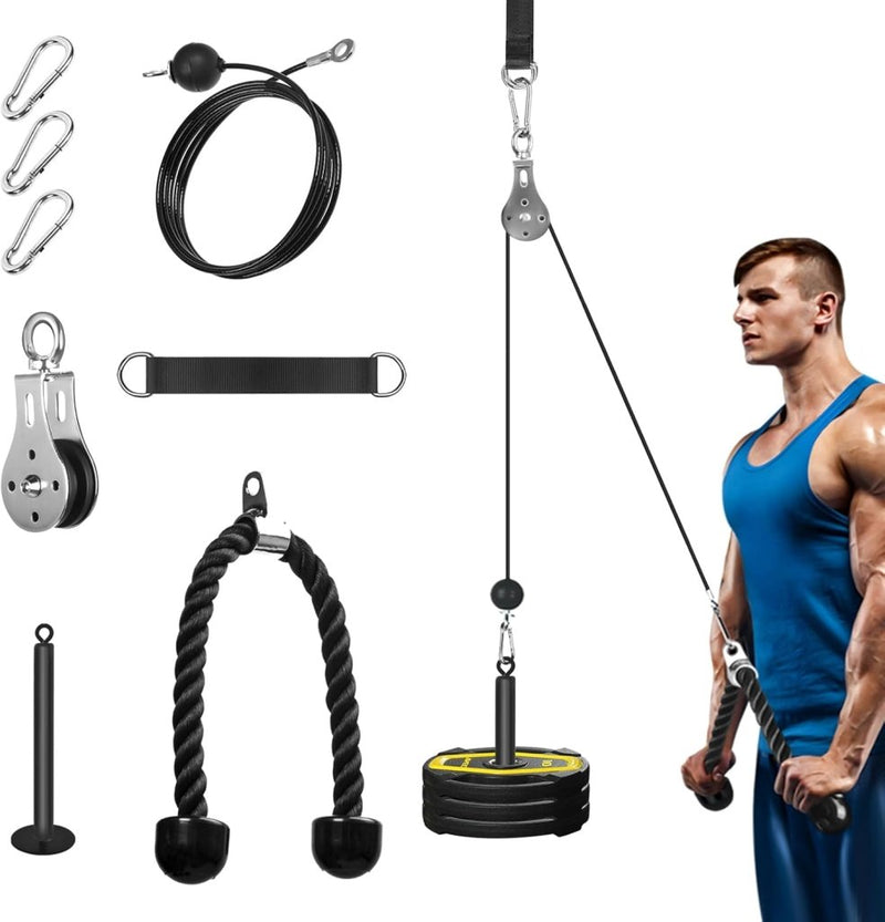 Laad afbeelding in Galerijviewer, Fitness Cable lat Pulley Systeem, DIY Home Gym Machine Pulley System Fitness Kabel Katrol voor LAT Pulldowns, Biceps Krul, Triceps Extensions, Spieren Kweken Workout - happygetfit.com
