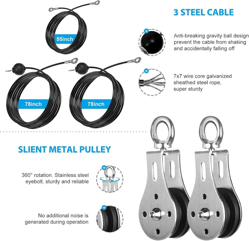 Laad afbeelding in Galerijviewer, Fitness Cable lat Pulley Systeem, DIY Home Gym Machine Pulley System Fitness Kabel Katrol voor LAT Pulldowns, Biceps Krul, Triceps Extensions, Spieren Kweken Workout - happygetfit.com
