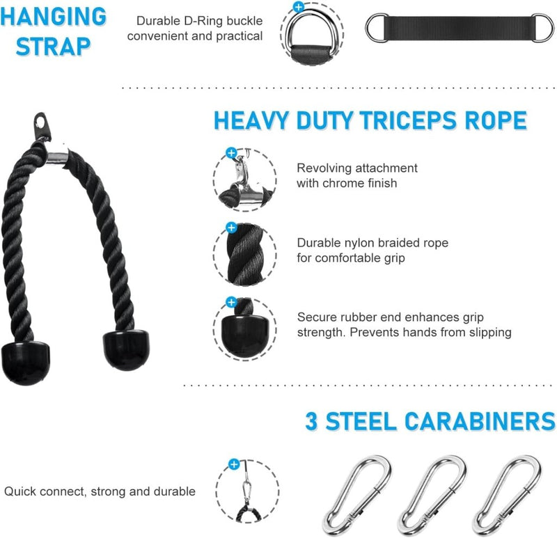 Laad afbeelding in Galerijviewer, Fitness Cable lat Pulley Systeem, DIY Home Gym Machine Pulley System Fitness Kabel Katrol voor LAT Pulldowns, Biceps Krul, Triceps Extensions, Spieren Kweken Workout - happygetfit.com

