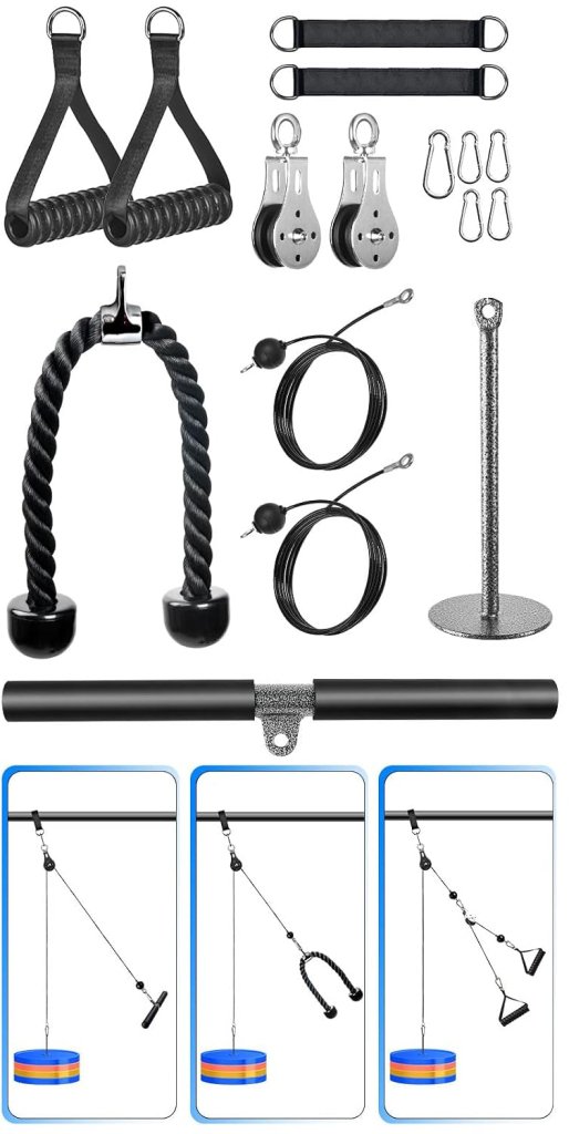 Fitness kabelsysteem 3-in-1 met dubbele katrollen en 130 kg draagvermogen – pulley systeem – krachttraining - happygetfit.com