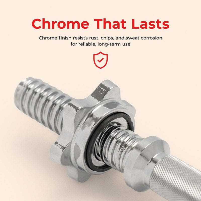 Laad afbeelding in Galerijviewer, &amp; Fitness Standard Threaded Dumbbell Handle Pairs – 14" and 24" Chrome Options with Star-Lock Collars, Solid Steel, Fits 1" Plates, Knurled Grip - happygetfit.com
