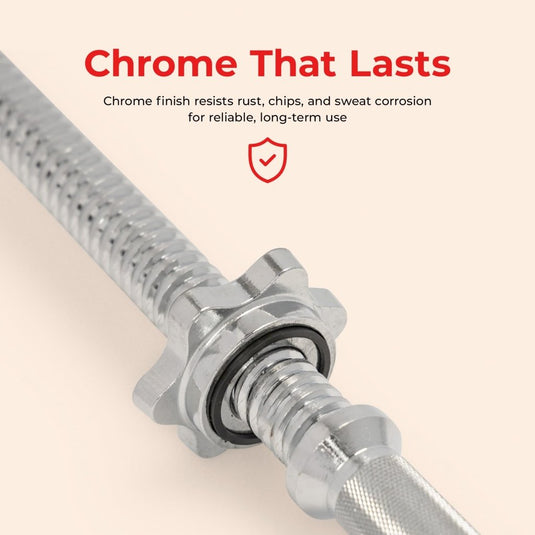 & Fitness Standard Threaded Dumbbell Handle Pairs – 14" and 24" Chrome Options with Star-Lock Collars, Solid Steel, Fits 1" Plates, Knurled Grip - happygetfit.com